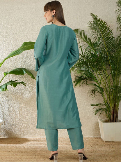 Women Ethnic Motifs Embroidered Regular Thread Work Kurta with Trousers