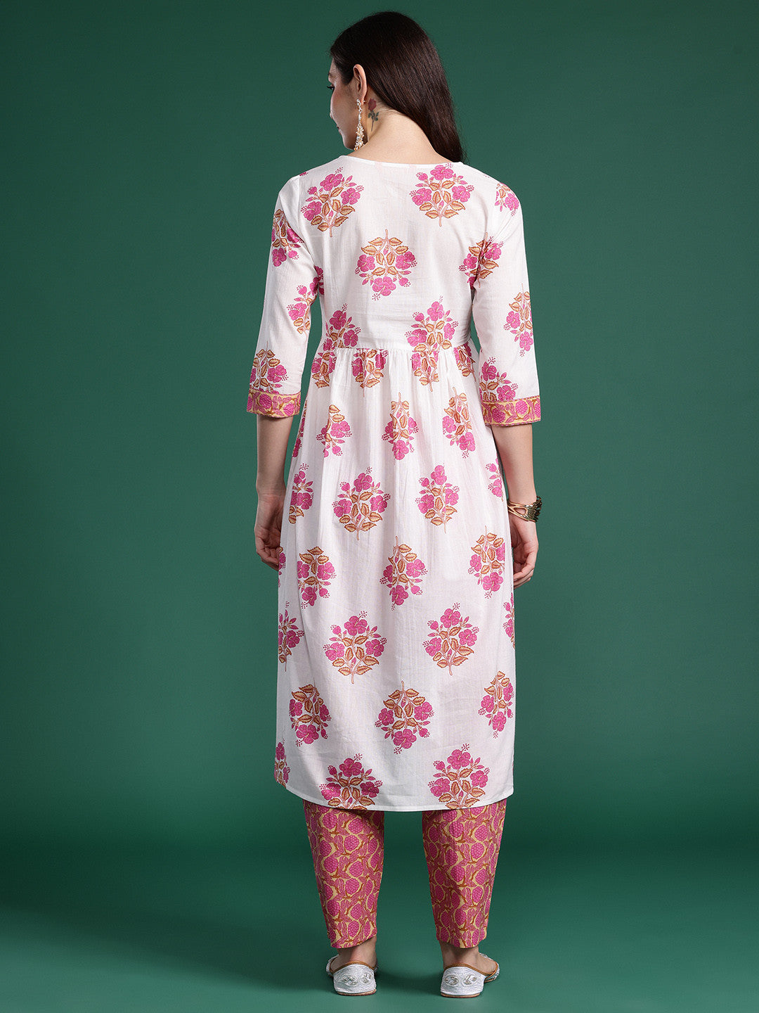 Floral Printed Pure Cotton Kurta with Trousers