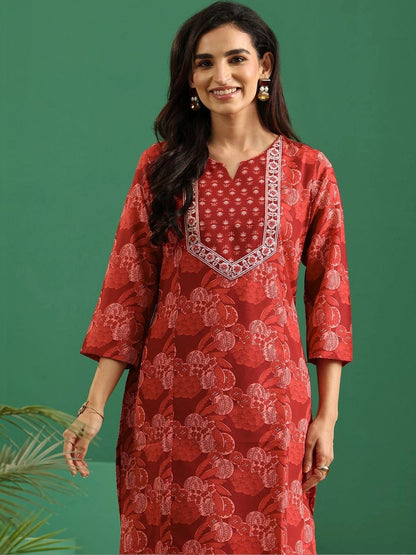 Women Ethnic Motifs Printed Regular Thread Work Kurta with Trousers & With Dupatta