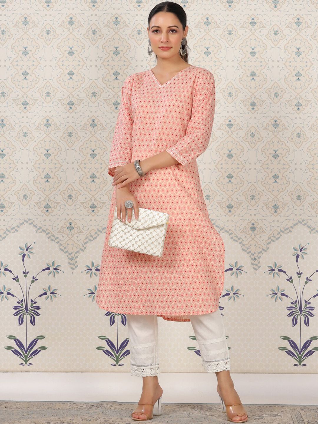 Dhiyona OD  Floral Printed Straight Pure Cotton Kurta