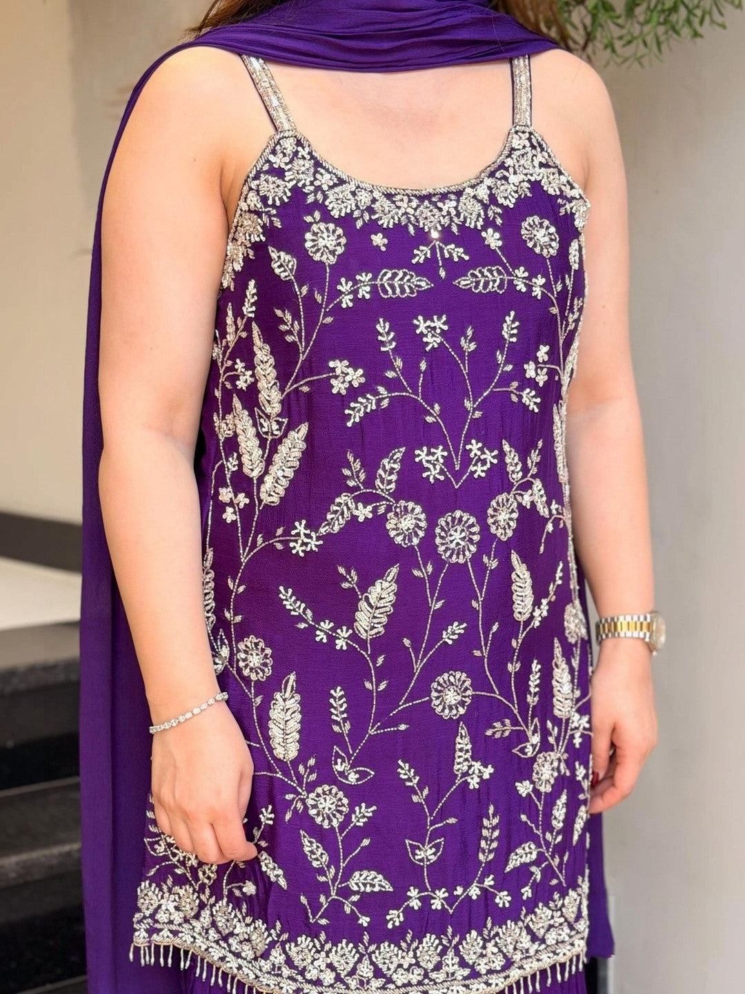 Women Ethnic Motifs Embroidered Regular Thread Work Kurta with Sharara & With Dupatta