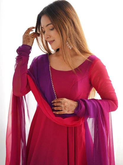 Women Ombre Dyed Regular Kurta with Trousers & With Dupatta