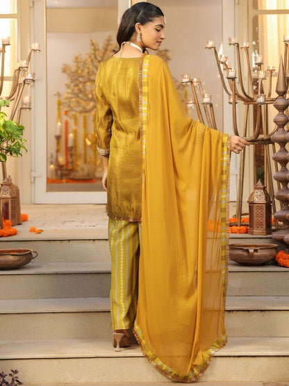 Dhiyona SC Women Ethnic Motifs Embroidered Kurta with Sharara & Dupatta