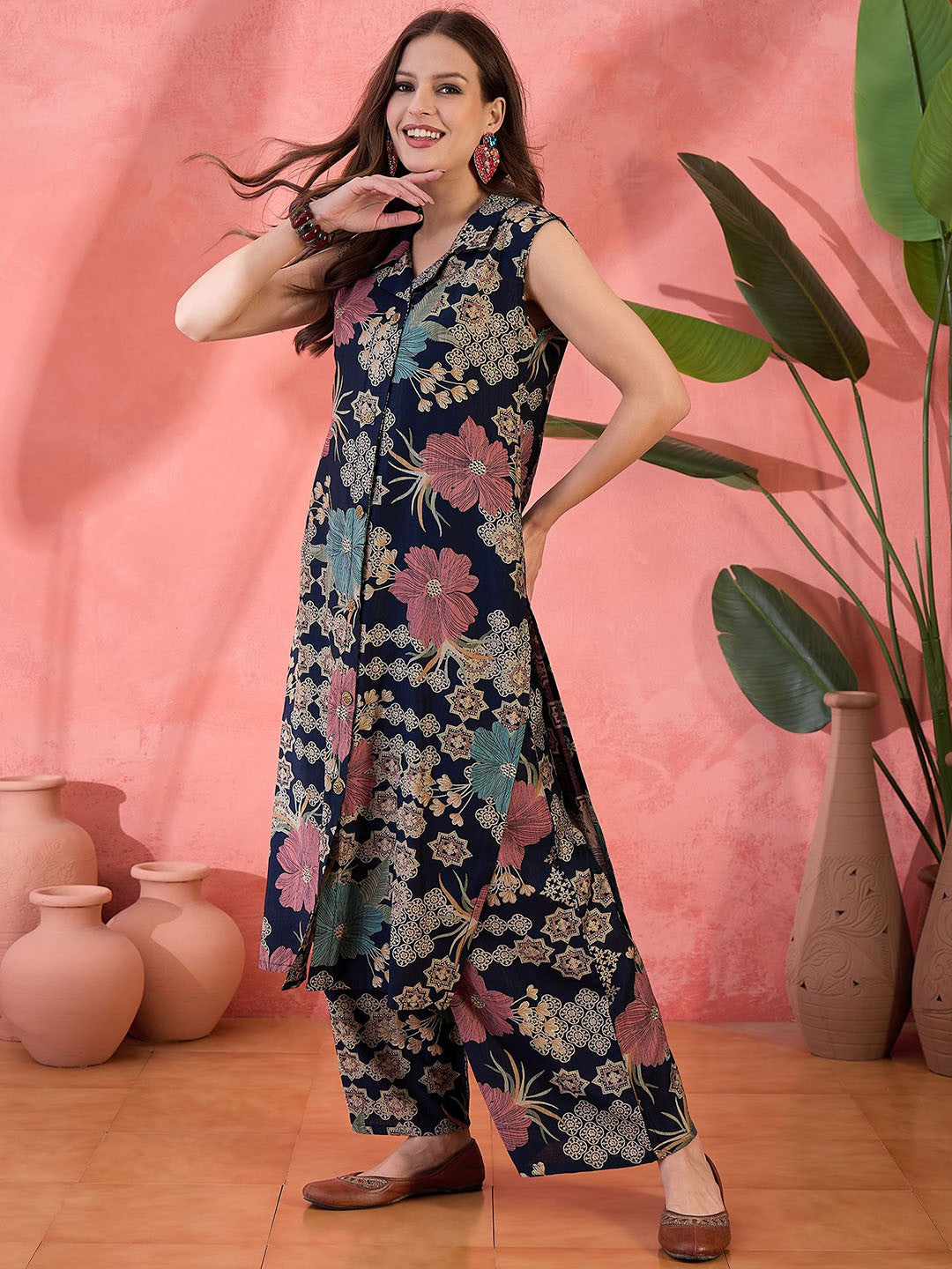 Floral Printed Kurta With Trousers