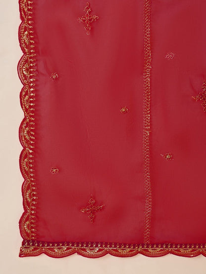 Dhiyona SN Ethnic Motifs Embroidered Sequinned Straight Kurta with Sharara & Dupatta