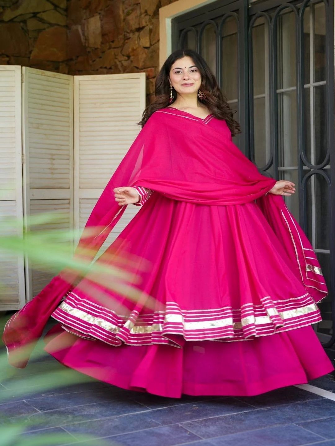 Dhiyona KL Women Panelled Gotta Patti Kurta with Palazzos & With Dupatta