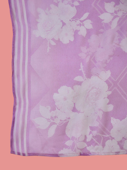 Floral Printed V-Neck Pure Silk Straight Kurta With Trousers And Dupatta