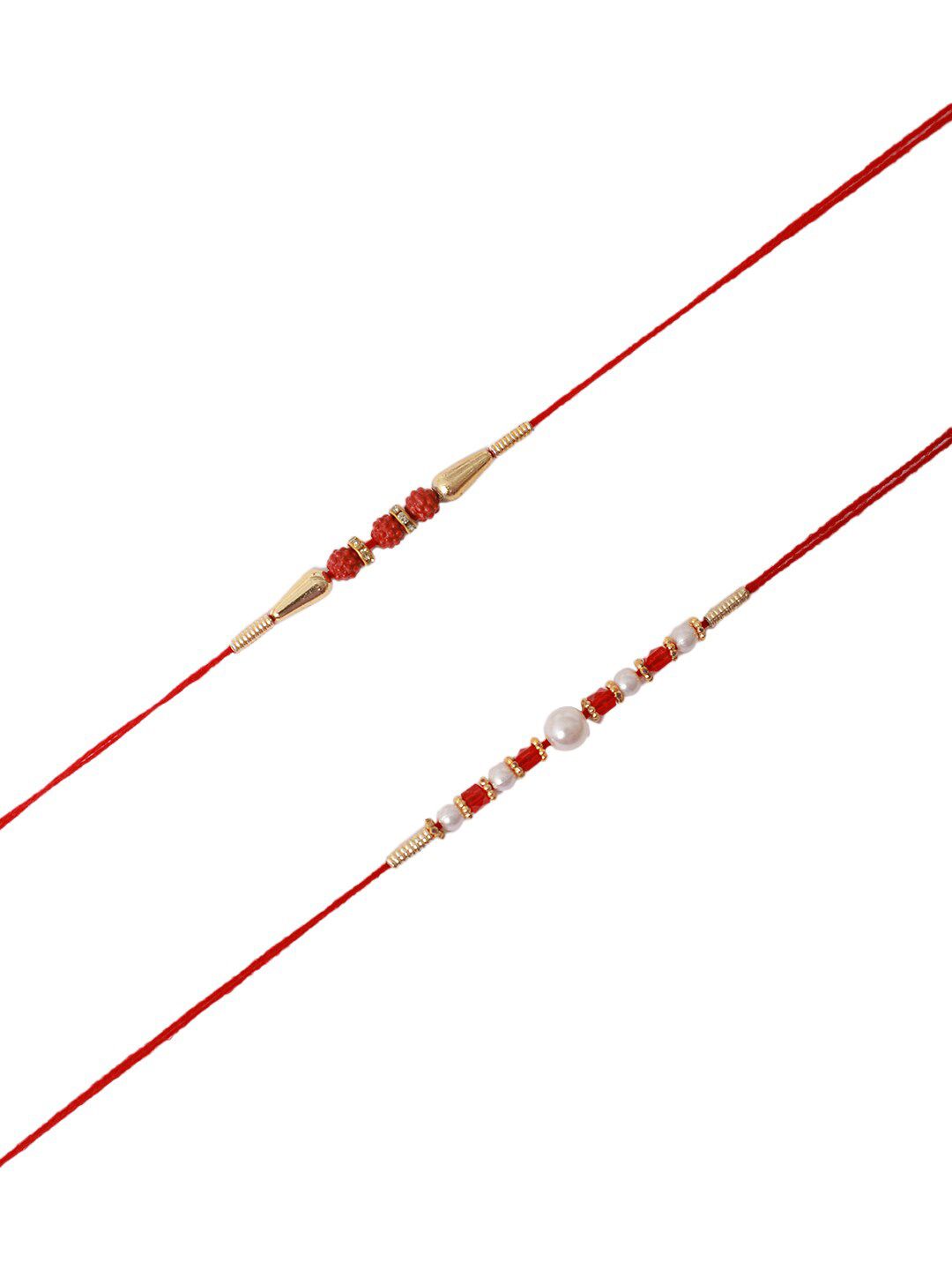 Dhiyona Unisex Set Of 2 Beaded Rakhi With Roli & Rice