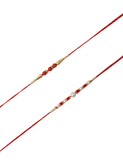 Dhiyona Unisex Set Of 2 Beaded Rakhi With Roli & Rice