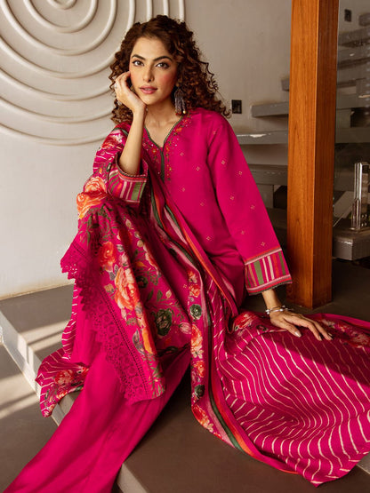 Dhiyona KL Women Floral Printed Sequinned Kurta with Palazzos & Dupatta