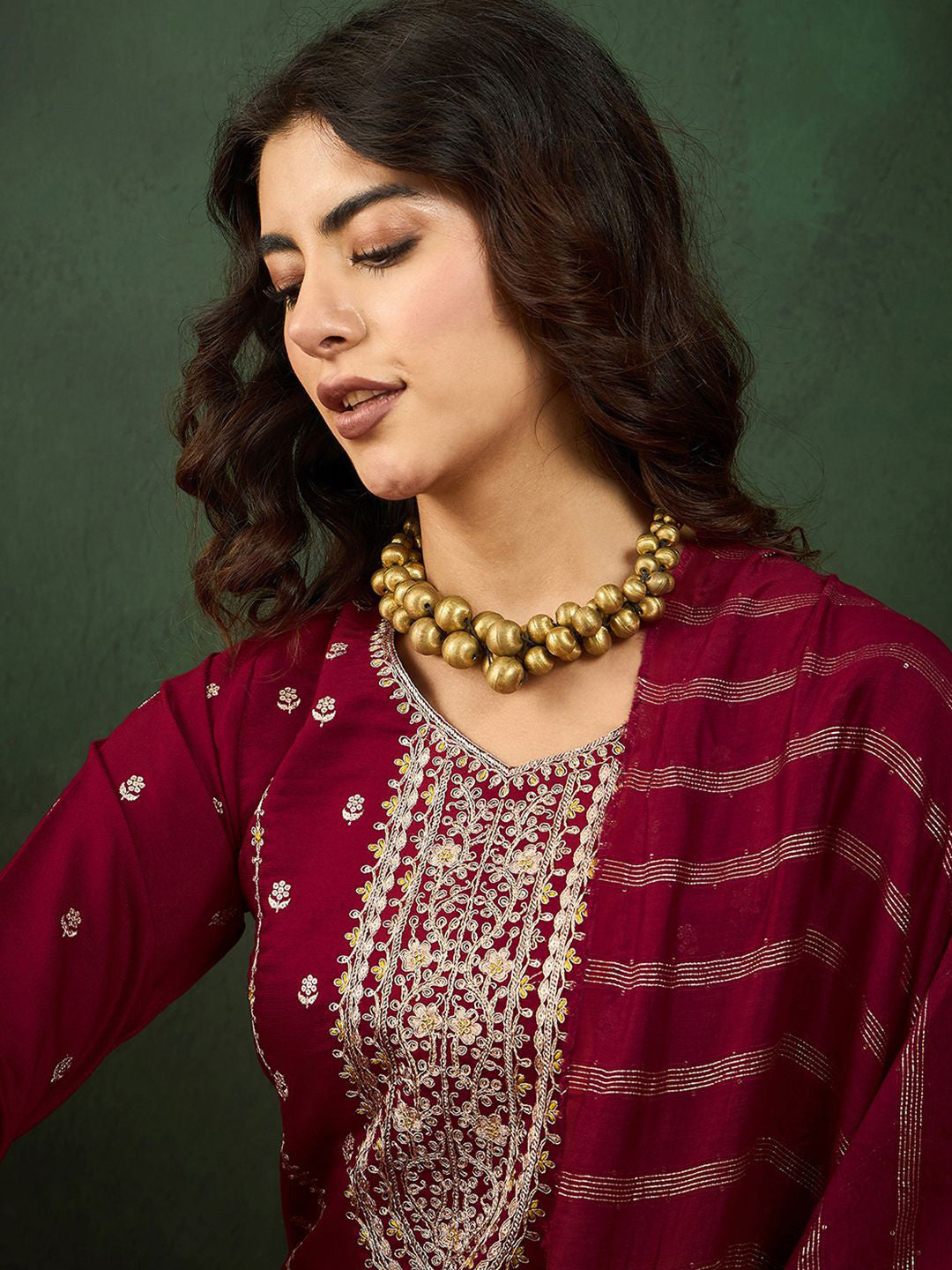 Round Neck Embroidered Straight Kurta Set