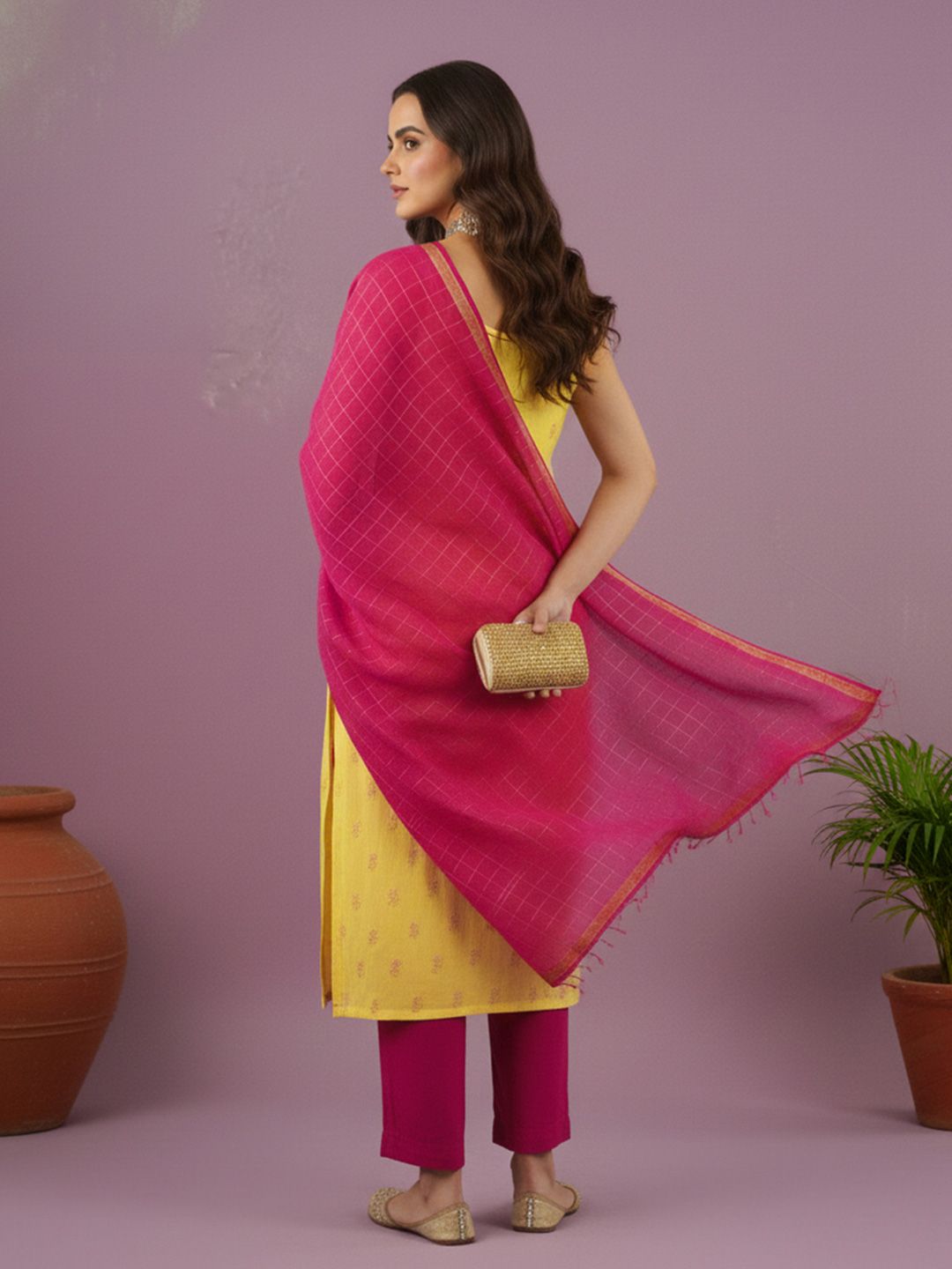 Dhiyona CH Women Ethnic Motifs Printed Regular Kurta with Trousers & With Dupatta