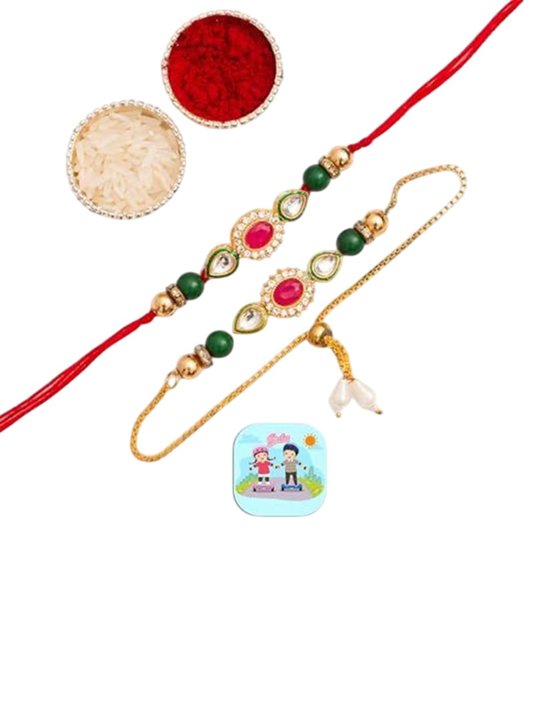 Dhiyona Set Of 2 Artificial Beaded Thread Rakhis