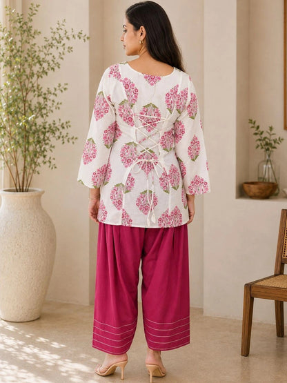 Women Floral Printed Regular Pure Cotton Kurta with Palazzos