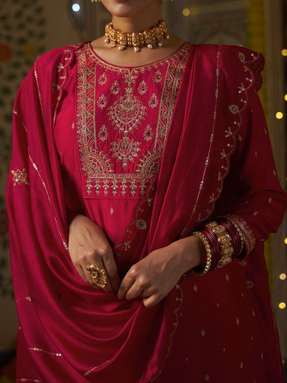 Dhiyona CH Women Floral Embroidered Kurta with Trousers & Dupatta