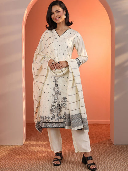 Women Ethnic Motifs Printed Regular Kurta with Trousers & With Dupatta