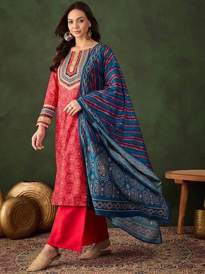 Dhiyona SN Embroidered Kurta & Palazzo With Dupatta