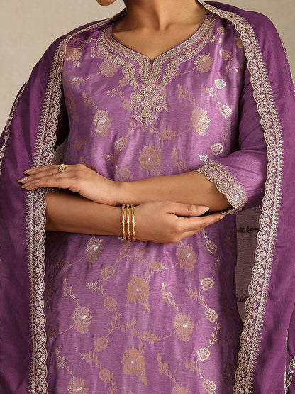 Dhiyona SO Women's Women Floral Regular Zardozi Kurta with Palazzos & Dupatta