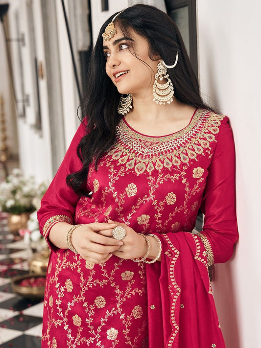 Dhiyona CH Embroidered Jacquard Kurta Set with Dupatta