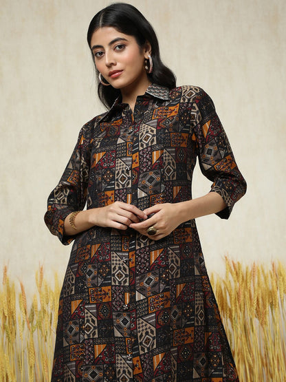 Dhiyona SO Women's Women Ethnic Motifs Printed Regular Mirror Work Kurta with Palazzos