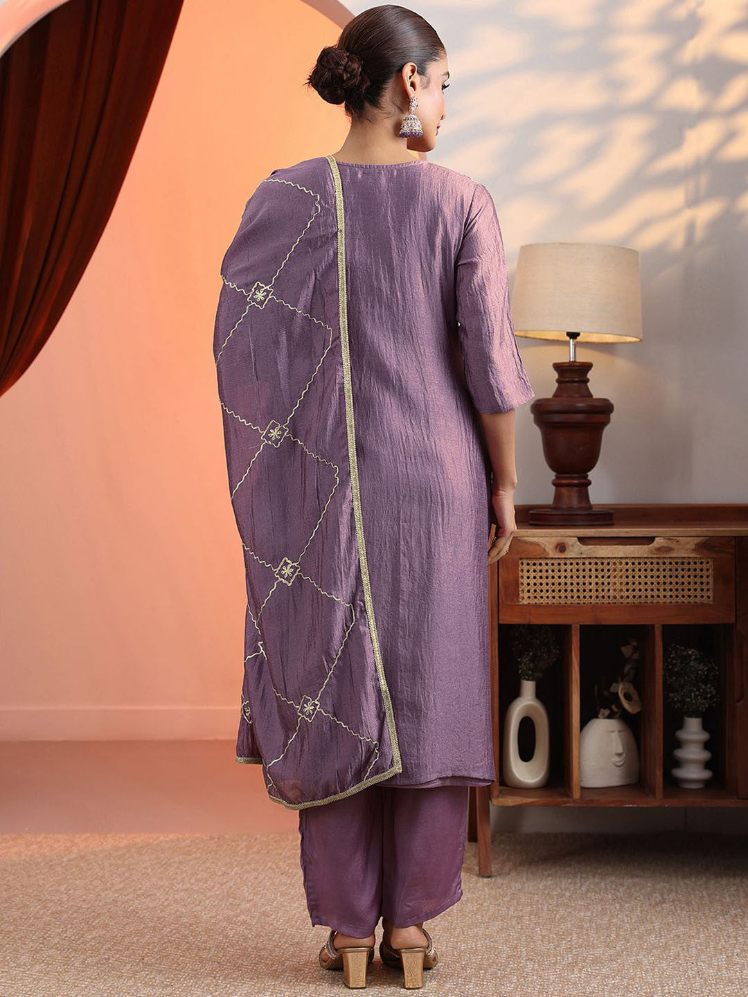 Women Ethnic Motifs Embroidered Regular Kurta with Trousers & Dupatta