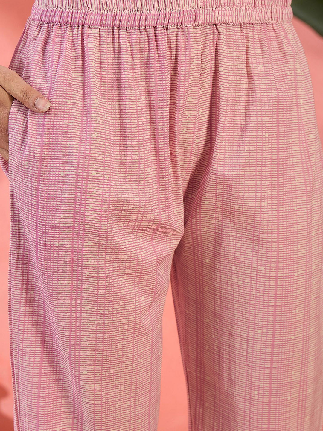 Floral Printed Round Neck Pure Cotton Straight Kurta With Trousers & Dupatta