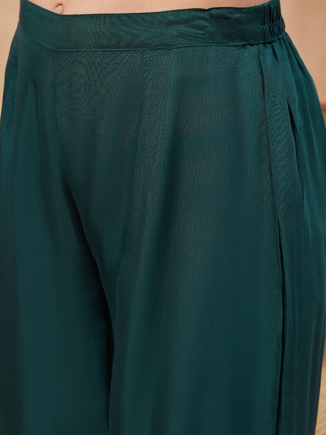 Printed Round Neck Kurta & Palazzos With Dupatta