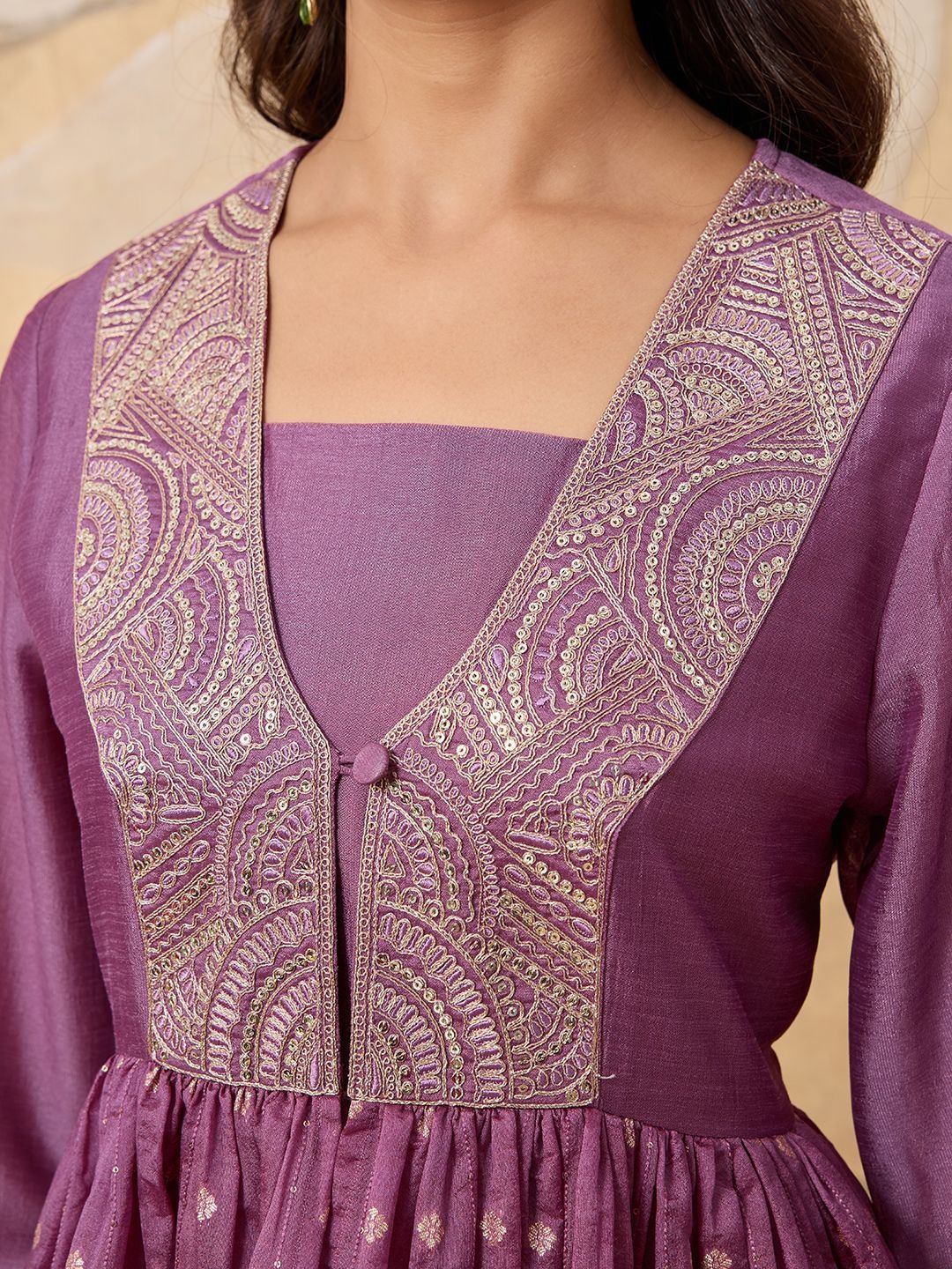 Dhiyona HOP Embroidered A-Line Kurta & Sharara With Dupatta
