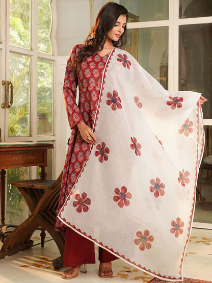 Dhiyona KL Women Floral Printed A-Line Kurta with Palazzo & Dupatta