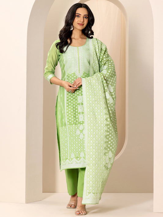 Ethnic Motifs Woven Design Chanderi Silk Kurta With Trouser And Dupatta