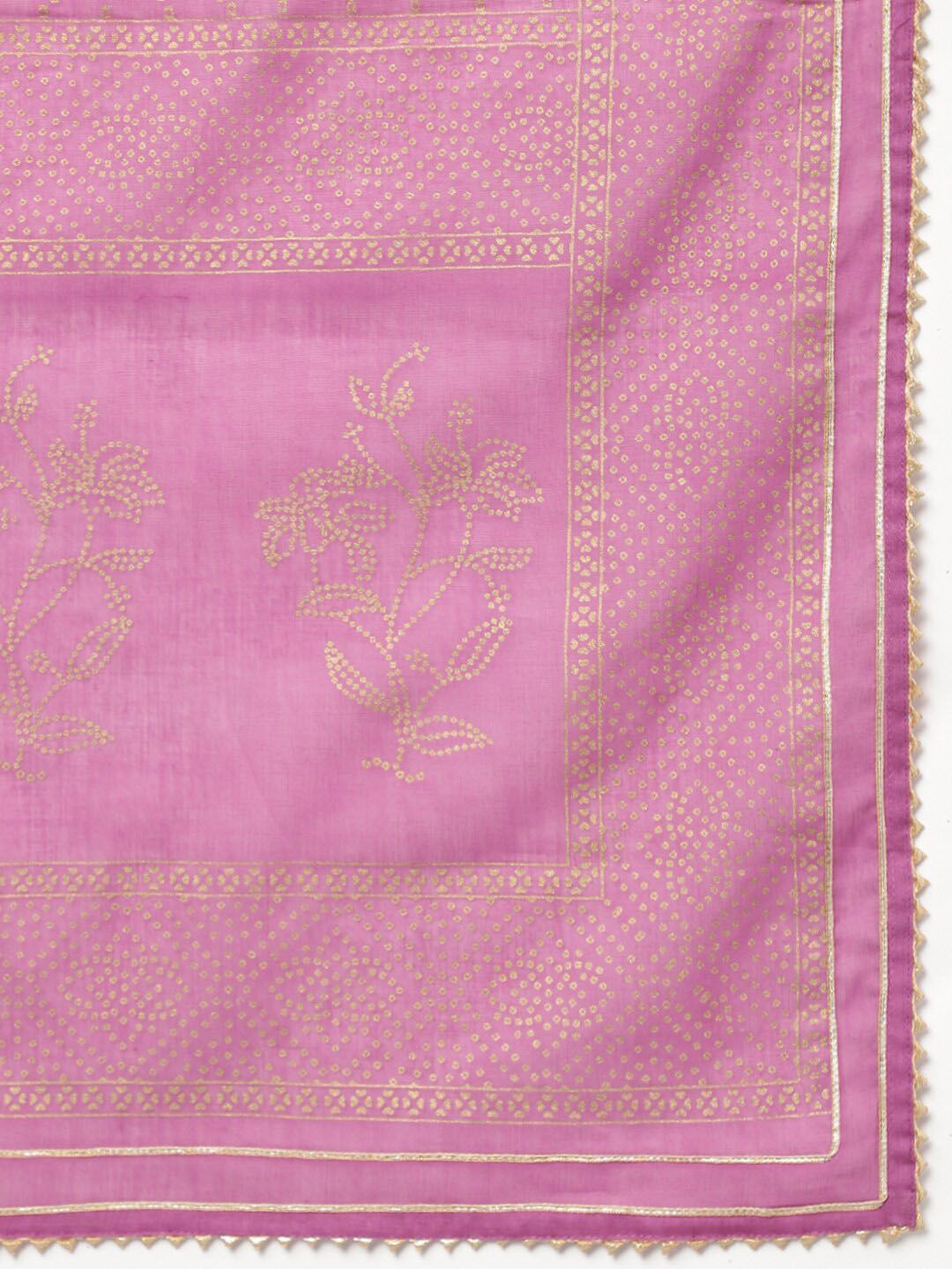 Dhiyona KL Floral Printed Gotta Patti Pure Cotton Straight Kurta & Sharara With Dupatta