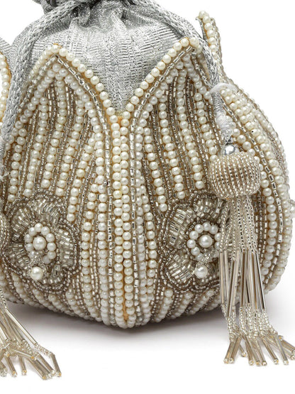 Dhiyona NR Embellished Tasselled Potli Clutch