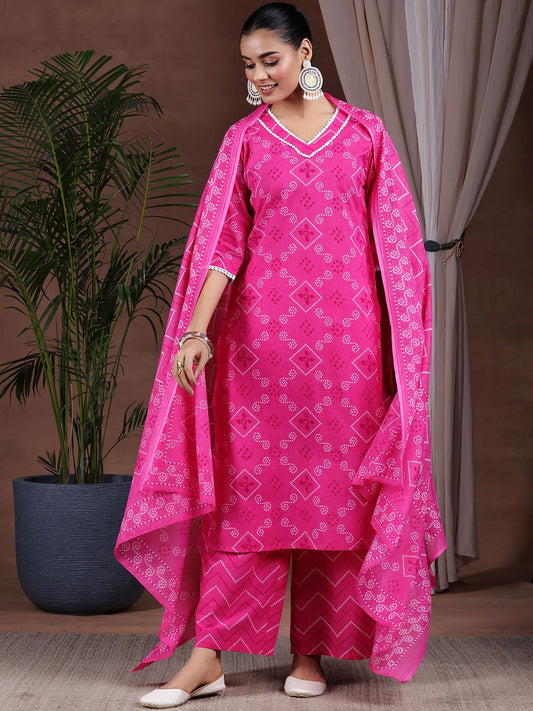 Women Printed Regular Pure Cotton Kurta with Palazzos & With Dupatta