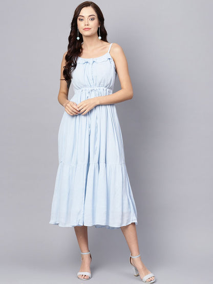 Dhiyona AY Women's Blue Solid Empire Dress
