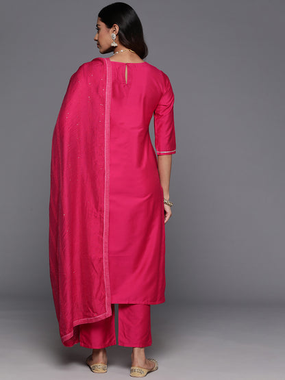 Ethnic Motifs Embroidered Regular Sequinned Kurta with Trousers Dupatta