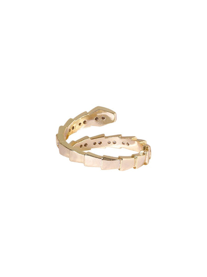 Dhiyona RJ Women's 18K Gold-Plated & Cubic Zirconia Studded Serpent Adjustable Finger Ring