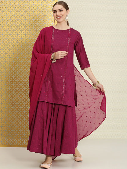 Dhiyona HOP Jashn Floral Sequinned Woven Design Kurti & Sharara With Dupatta