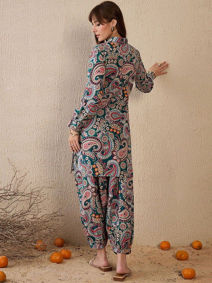 Women Ethnic Motifs Printed Regular Pure Cotton Kurta with Salwar