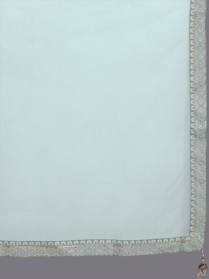 Dhiyona LL Embroidered Regular Pure Silk Kurti with Sharara & Dupatta