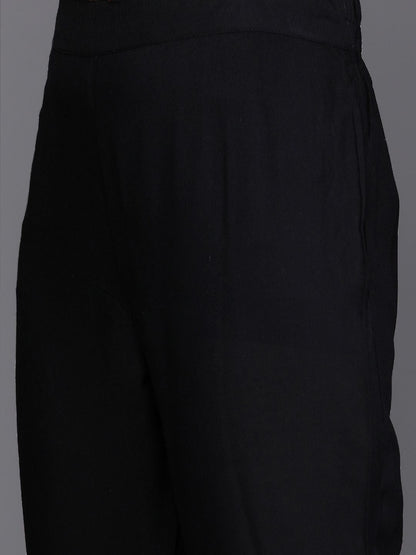 Dhiyona VA Women's Grey & Black Kurta with Trousers & Dupatta
