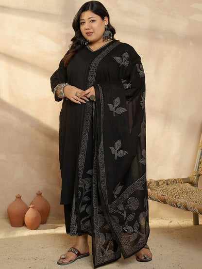 Dhiyona Women's Ethnic Motifs Regular Kurta with Palazzos & With Dupatta