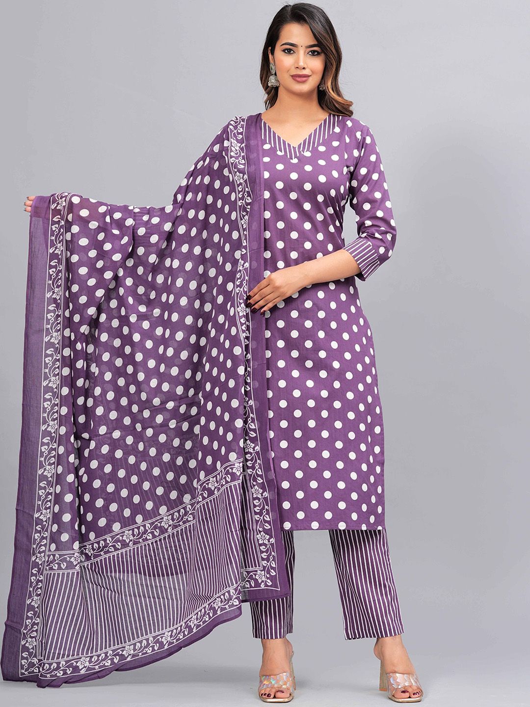 Dhiyona KL Women Ethnic Motifs Printed Regular Pure Cotton Kurta with Pyjamas & With Dupatta