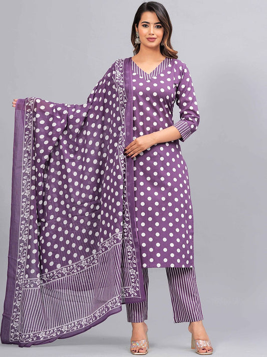 Dhiyona KL Women Ethnic Motifs Printed Regular Pure Cotton Kurta with Pyjamas & With Dupatta
