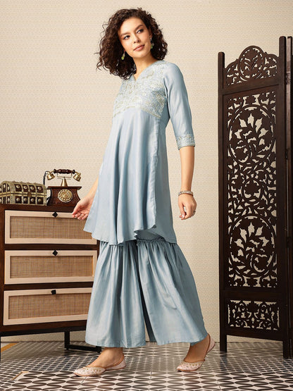 Dhiyona HOP Ethnic Motifs Yoke Design Thread Work Jashn Kurta with Sharara & Dupatta