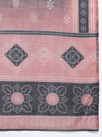 Bandhani Printed Thread Work Kurta with Trousers & With Dupatta