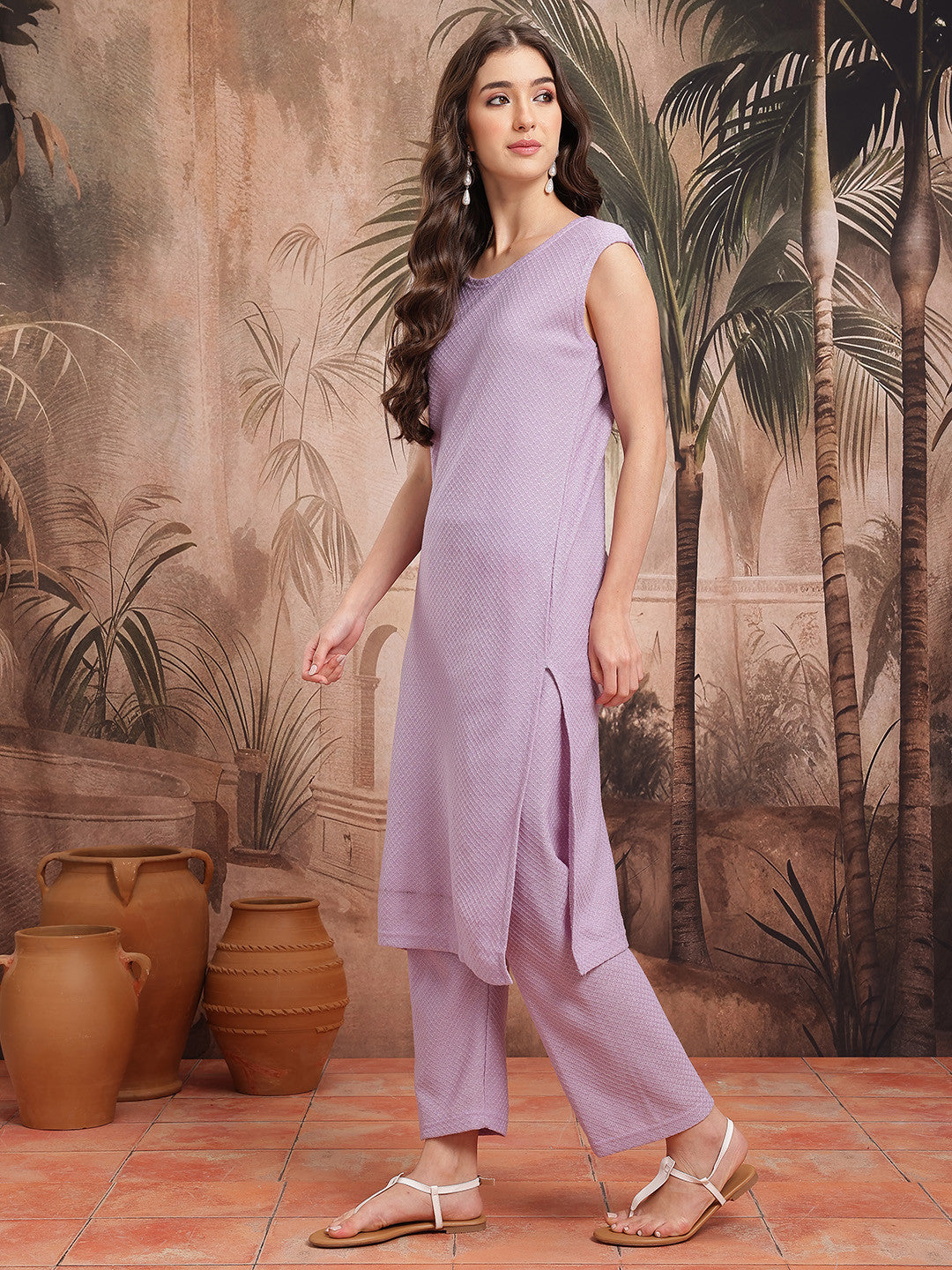 Floral Self-Design Straight Winter Kurta with Trousers & Jacket