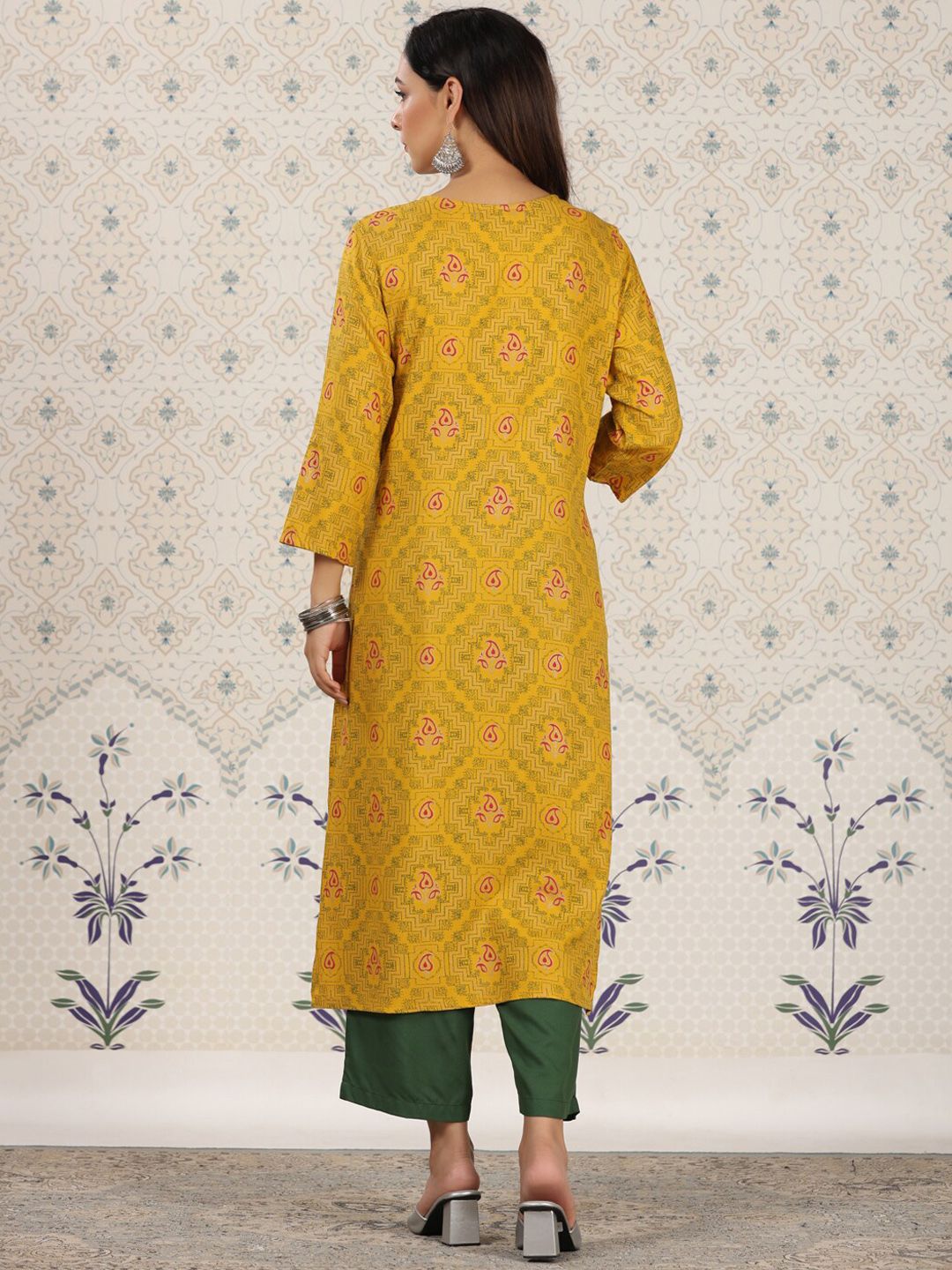 Dhiyona OD  Ethnic Motifs Printed Straight Kurta