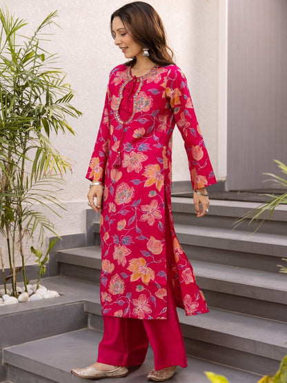 Women Floral Printed Regular Kurta with Palazzos
