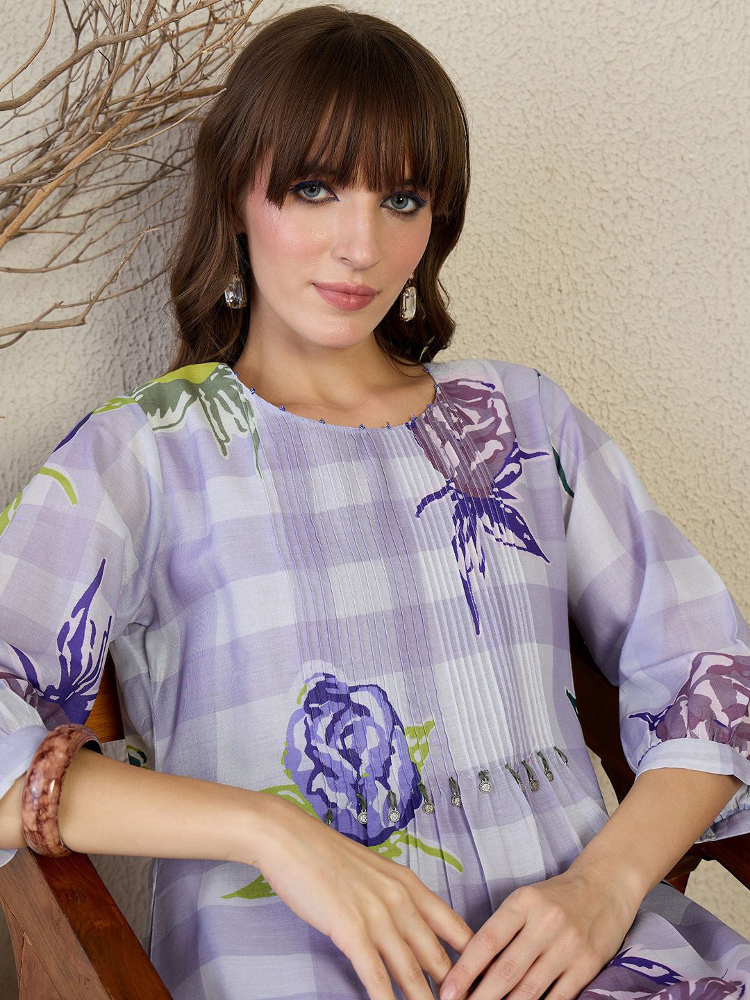 Floral Printed Pure Cotton A-Line Kurta With Trouser