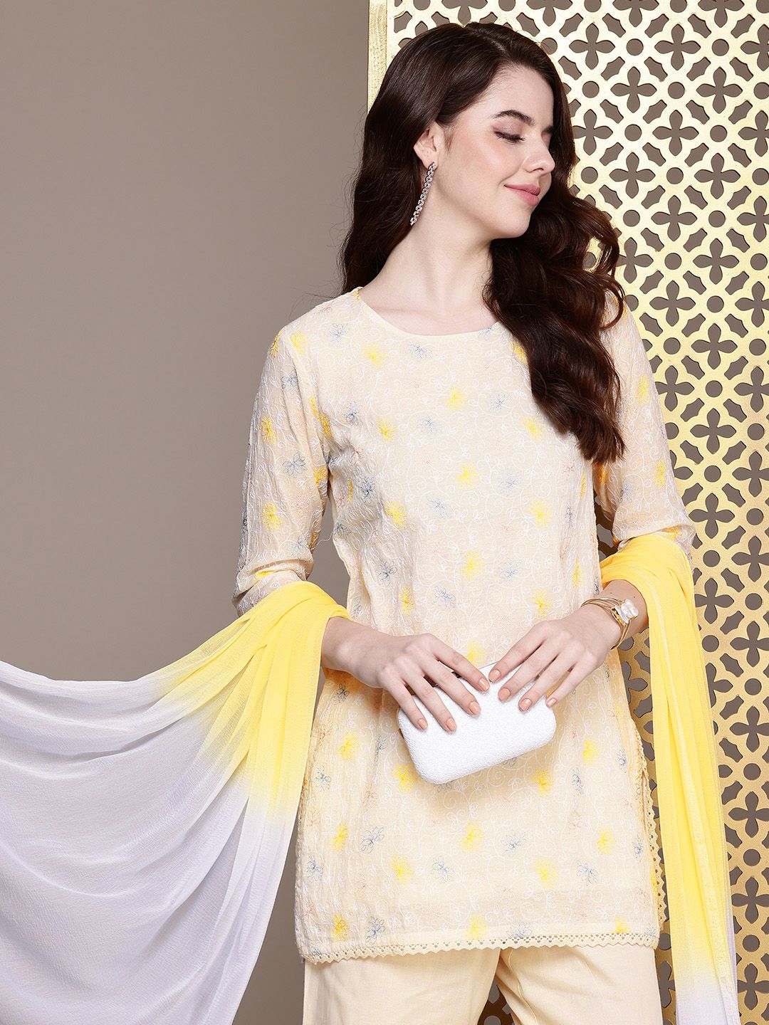 Dhiyona HOP Women Ethnic Motifs Embroidered Jashn Kurti with Sharara & Dupatta